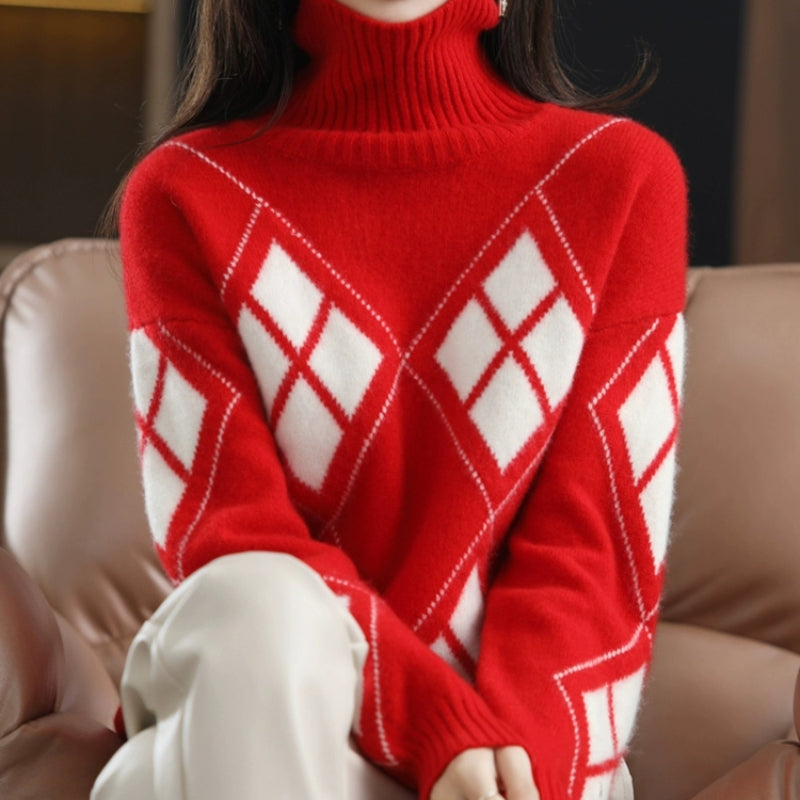 Warm Knitted Turtleneck Pullover Sweater for Women