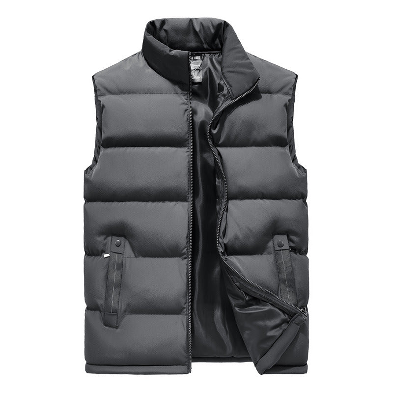 Men's Thick Warm Vest with Stand Collar for Fall/Winter
