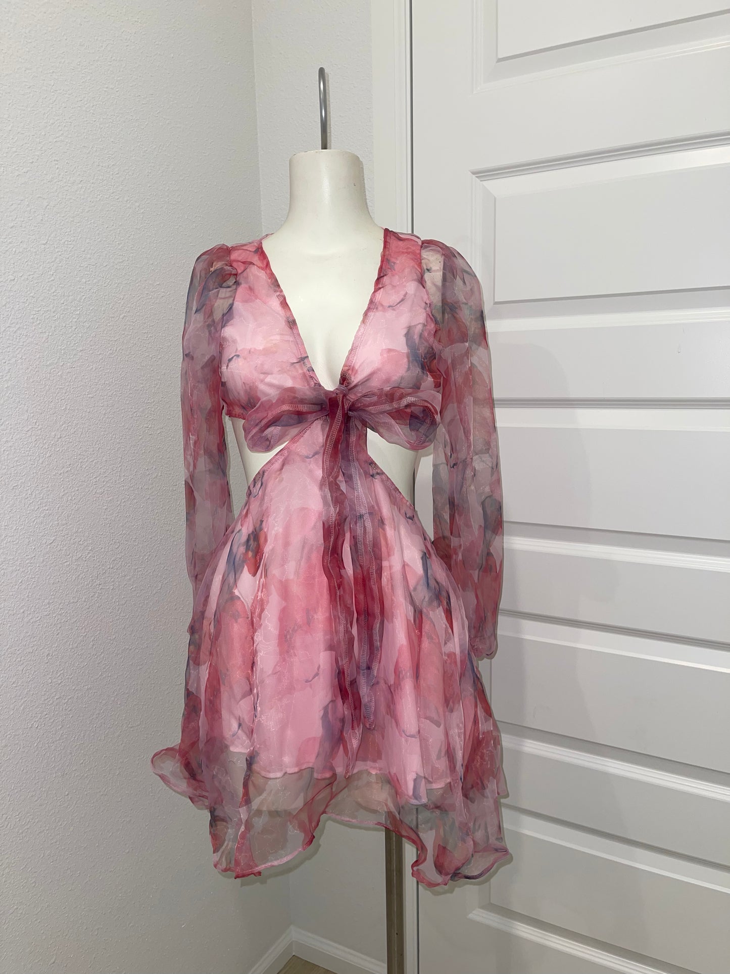 Tie-front Chiffon Top and Skirt Set