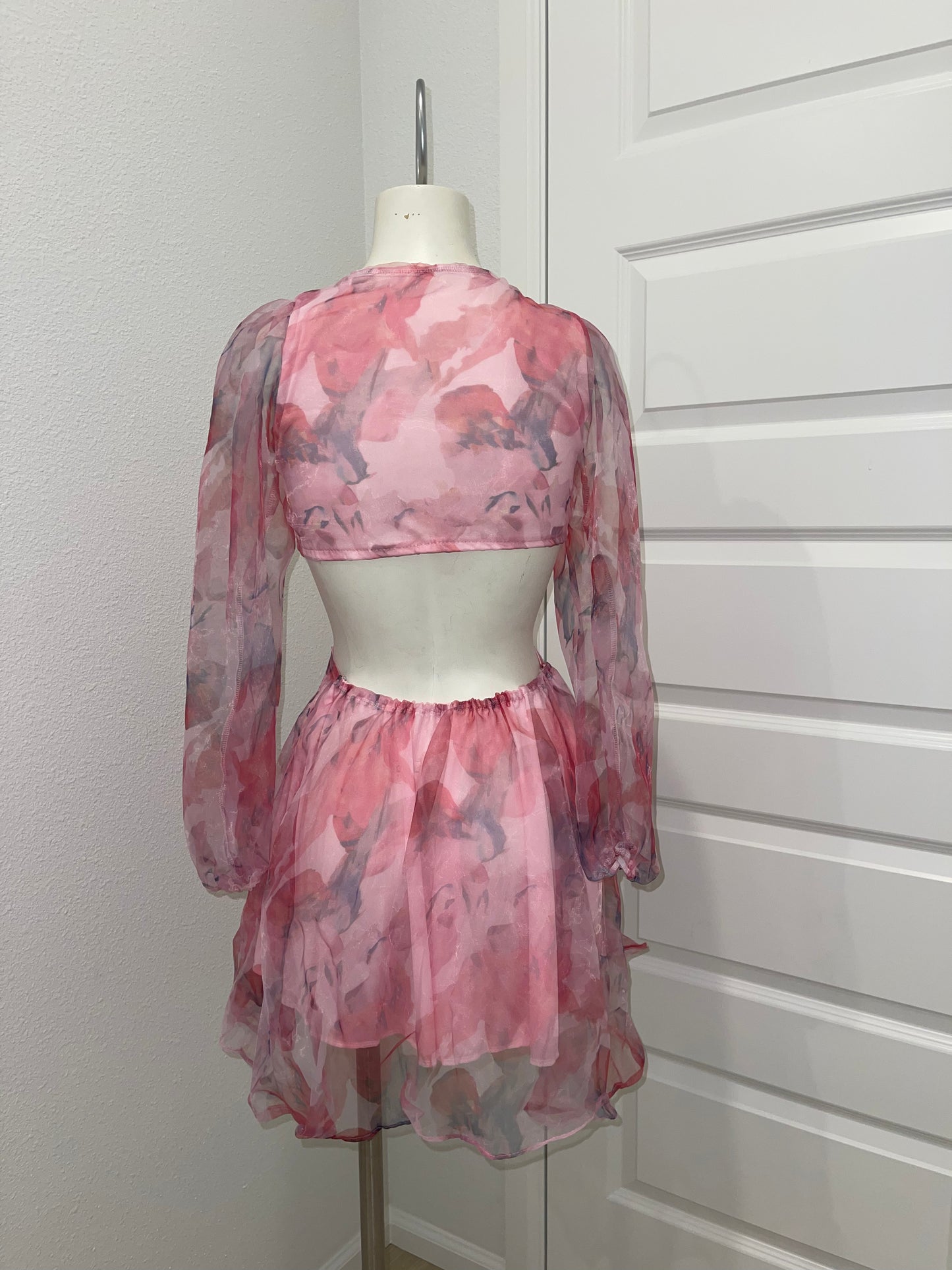 Tie-front Chiffon Top and Skirt Set
