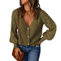 Solid Color Rhombus Puff Sleeve Knit Sweater Coat
