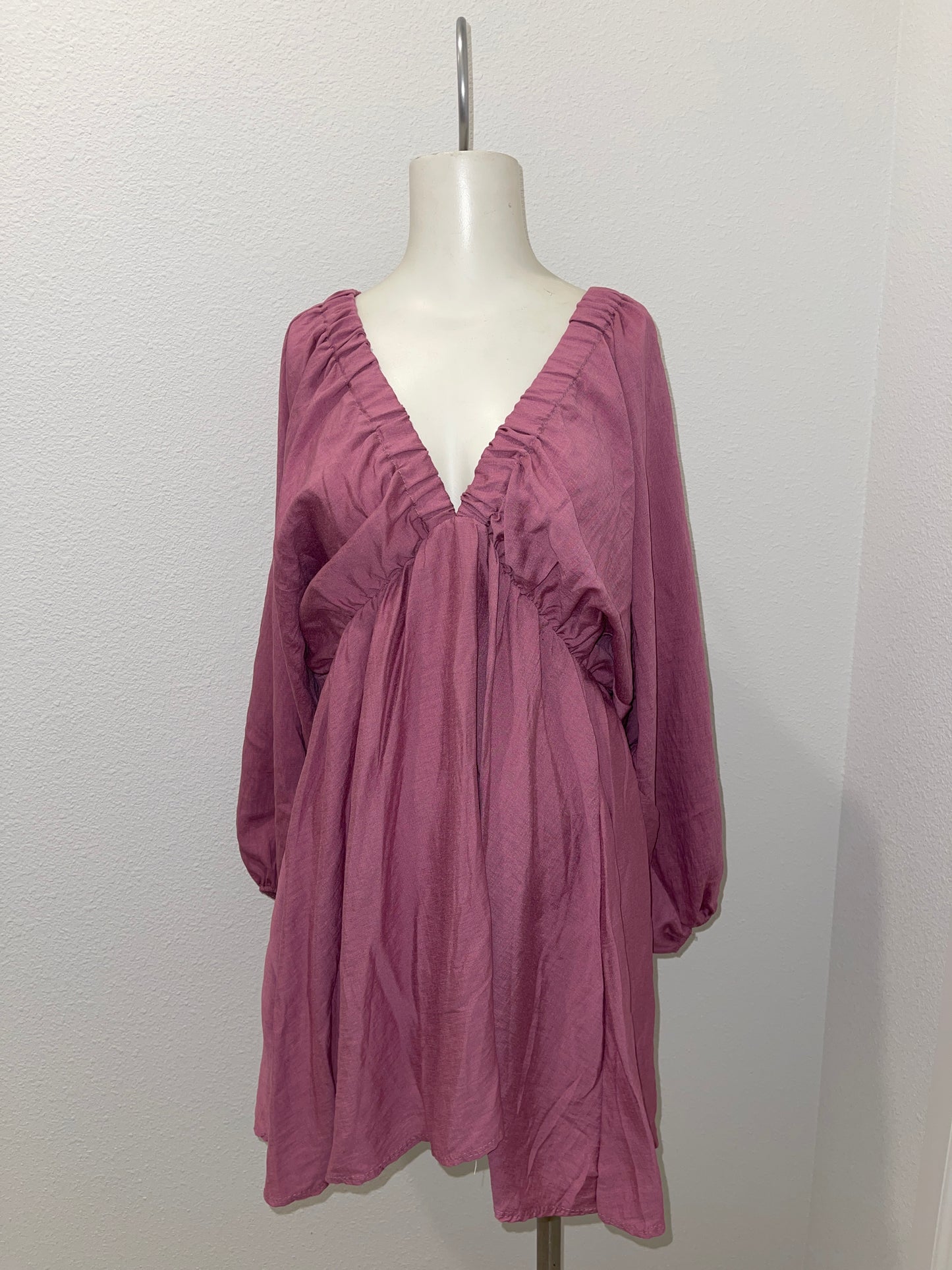 PLUNGE NECK MINI BOHO DRESS