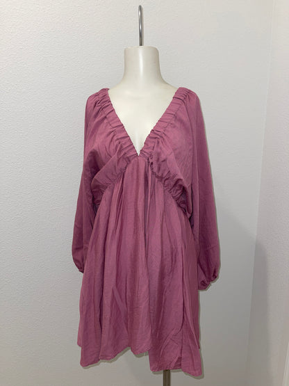 PLUNGE NECK MINI BOHO DRESS