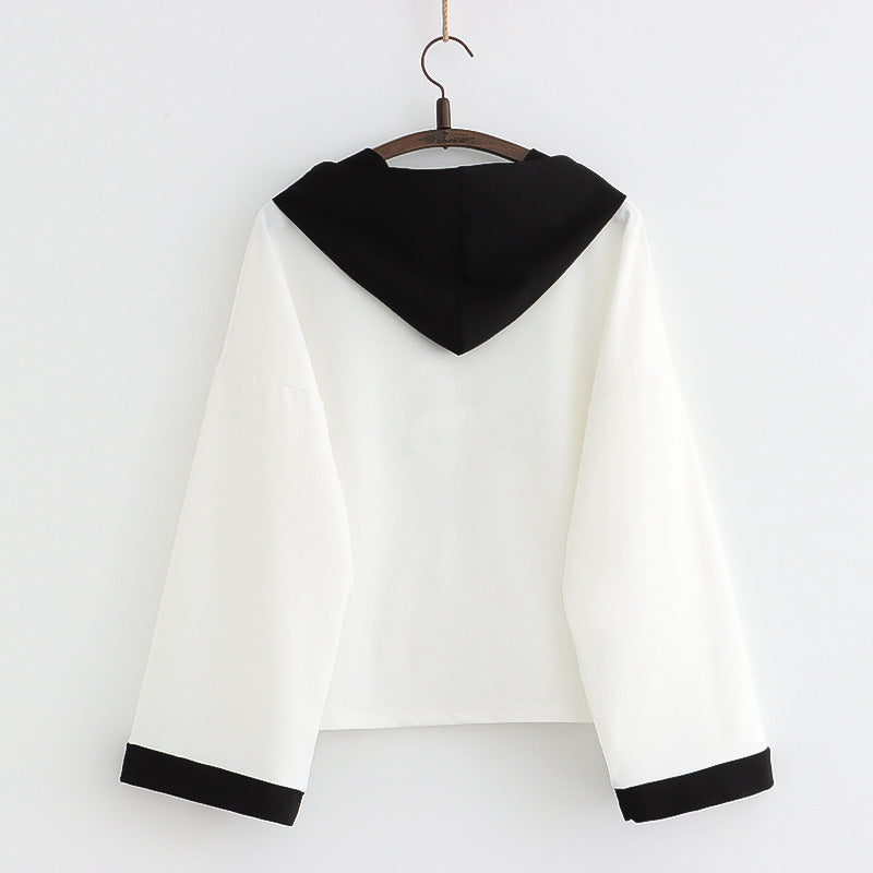 Vintage College Style Hooded Sweater for Women