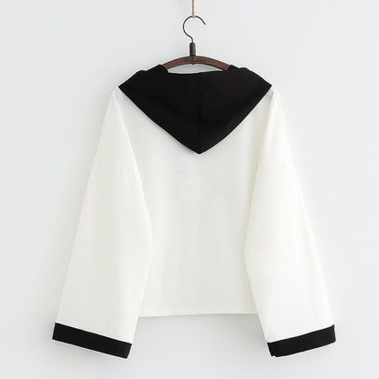 Vintage College Style Hooded Sweater for Women