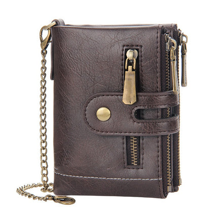 Men's Short Wallet with Double Zippers (European & American)