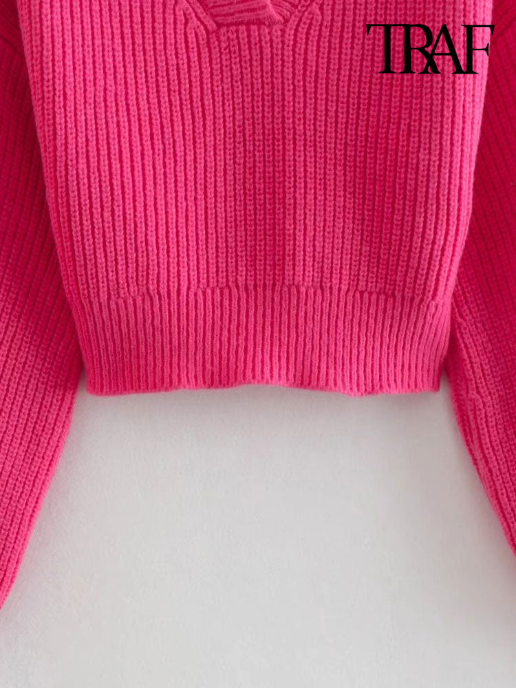 Retro Short Knitted Sweater for Women