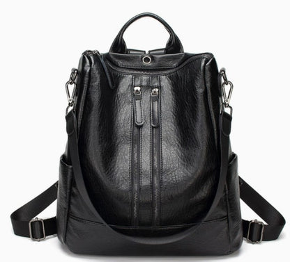 Soft Leather Versatile Backpack for Moms