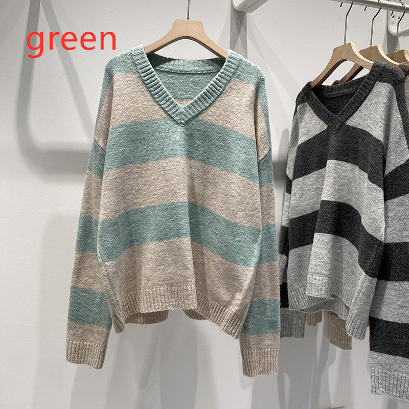 Vintage Striped Pullover Sweater for Women