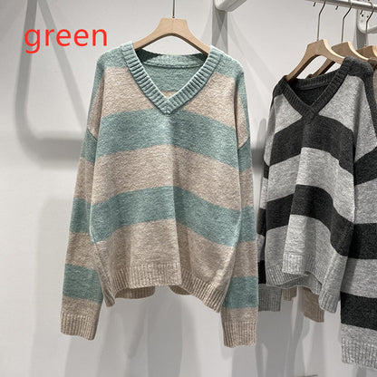 Vintage Striped Pullover Sweater for Women