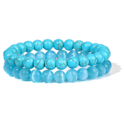 Men's Retro 8mm Natural Stone Bead Bracelet