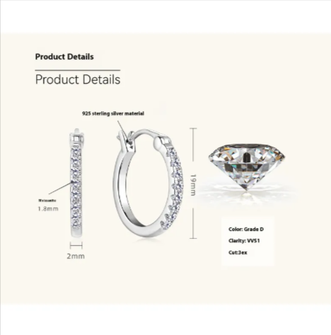 S925 Moissanite Stud Earrings