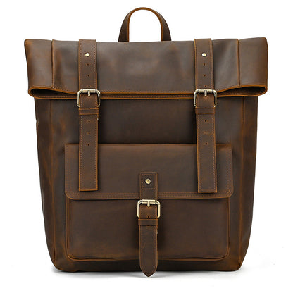 Retro Genuine Leather Backpack for Men and Students