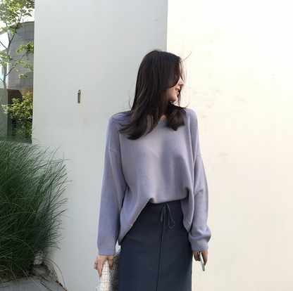 V-Neck Knit Sweater for Women