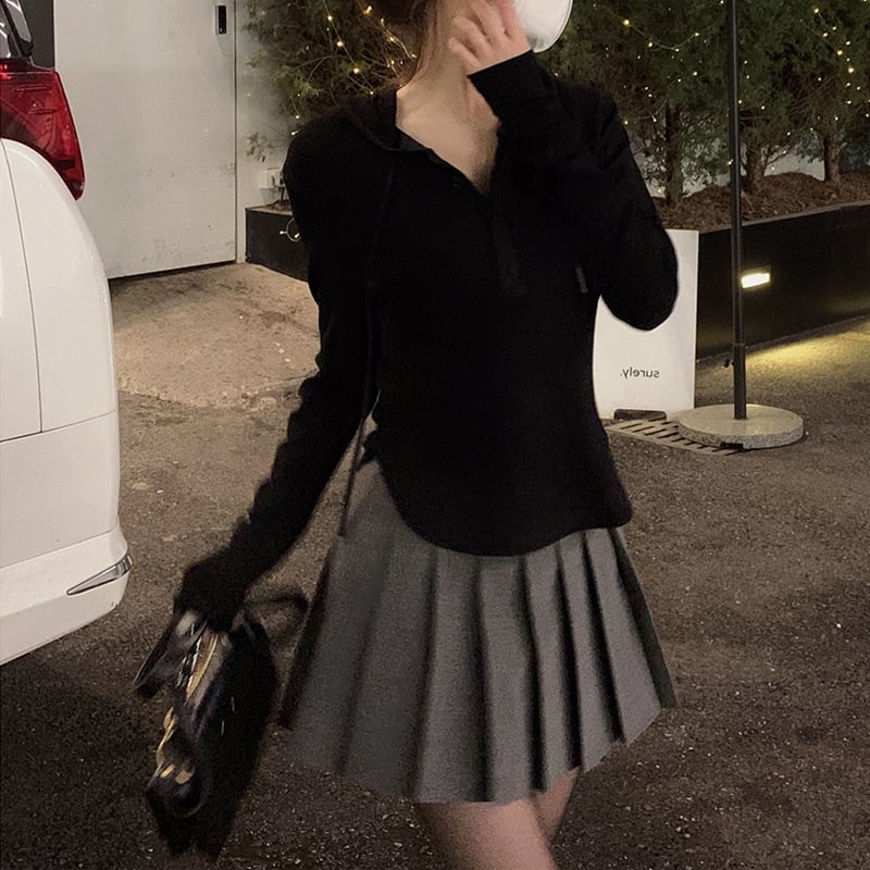 Slim Stretch Knitted Hooded Sweater for Women