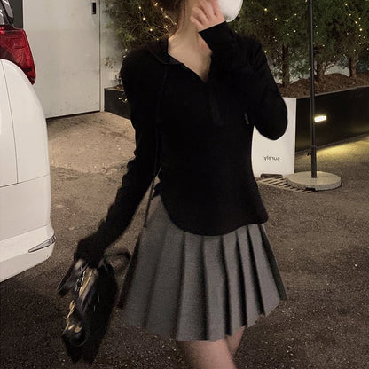 Slim Stretch Knitted Hooded Sweater for Women