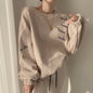 Loose Letter Print Pullover Sweater for Women