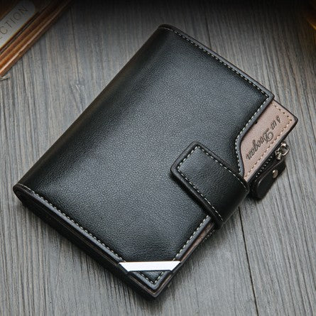 Vertical Buckle Wallet with Zipper Closure
