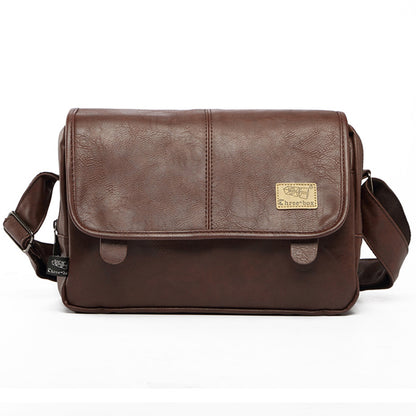 Retro Black Leather Satchel for Men - Casual Shoulder Bag