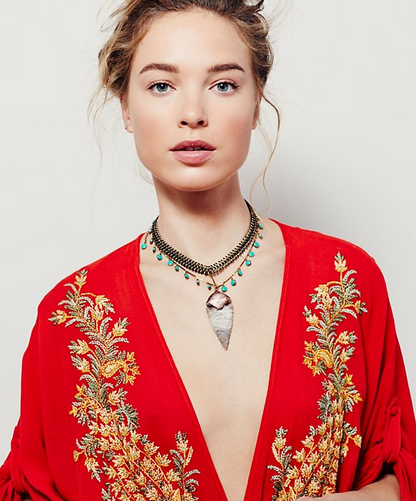 Embroidered V-Neck Dress