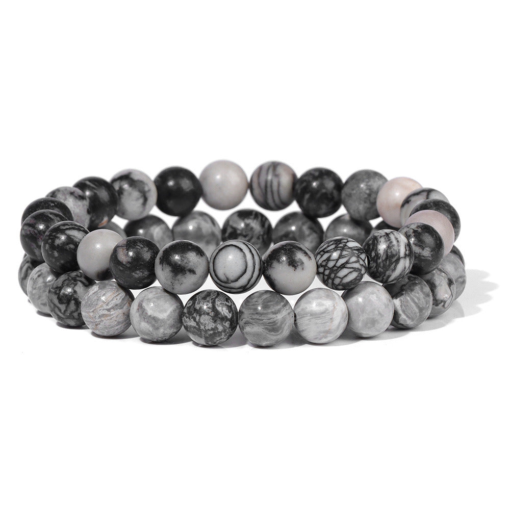 Men's Retro 8mm Natural Stone Bead Bracelet