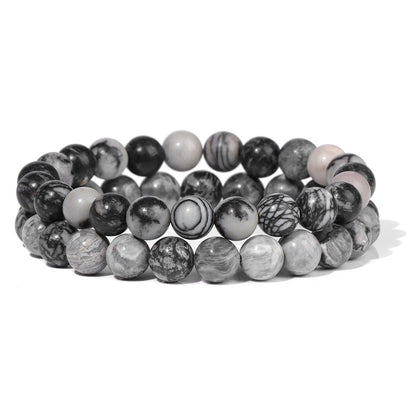 Men's Retro 8mm Natural Stone Bead Bracelet