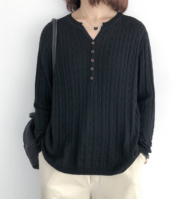 Casual Cotton Knitted Sweater for Women
