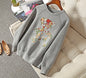 Embroidered Bear Space Cotton Sweater for Women