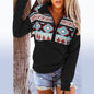 Retro Printed Zipper Pocket Sweater for Women