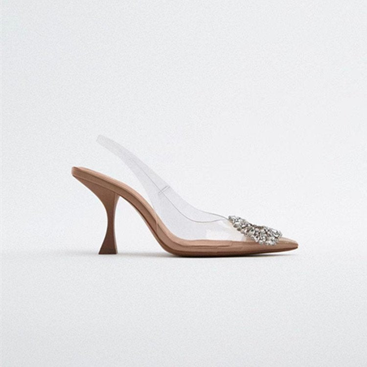 2023 Spring Women's Transparent Rhinestone Heels