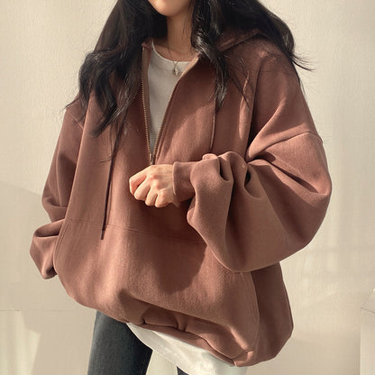 Fleece-lined Hooded Pullover Sweater for Women