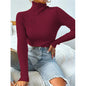 High Neck Knitted Pullover Sweater for Women