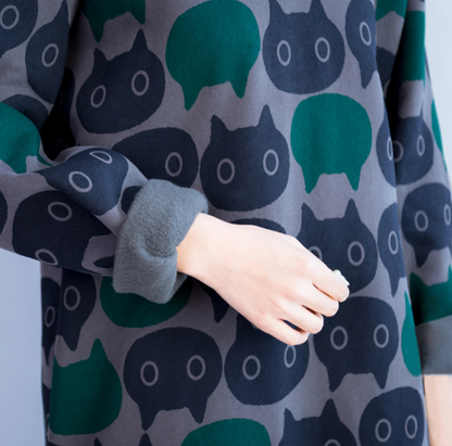 Long Thick Hooded Printed Sweater for Women