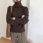 Retro Loose Knit Turtleneck Sweater for Women