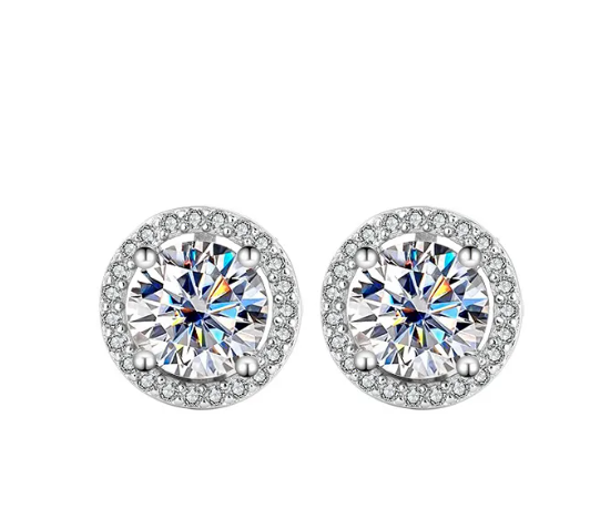 Moissanite Elegance S925 Sterling Silver Stud Earrings