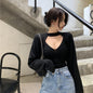 Korean Style Long Sleeve Crop Hoodie with Cape Design