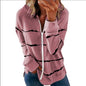 Striped Printed Loose Hooded Sweater for Women