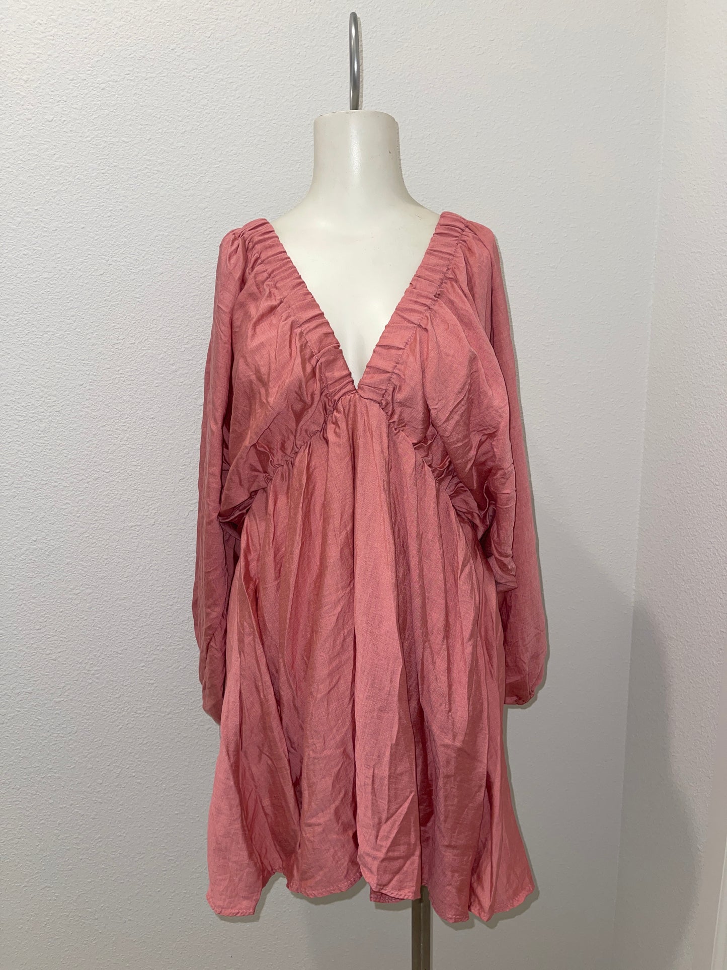 PLUNGE NECK MINI BOHO DRESS