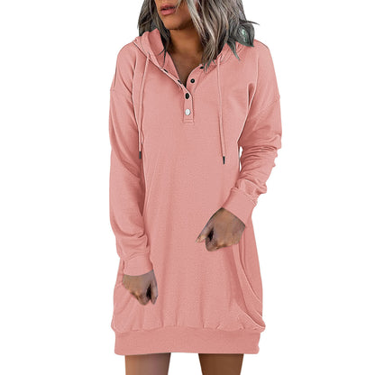 Solid Hooded Drawstring Sweater for Women