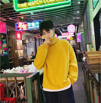 Fleece Lined High Collar Hoodie for Men