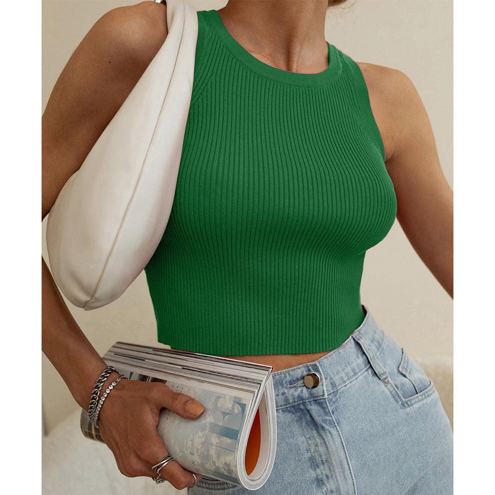 Women’s Knitted Vest - Summer 2023 Solid Color Top