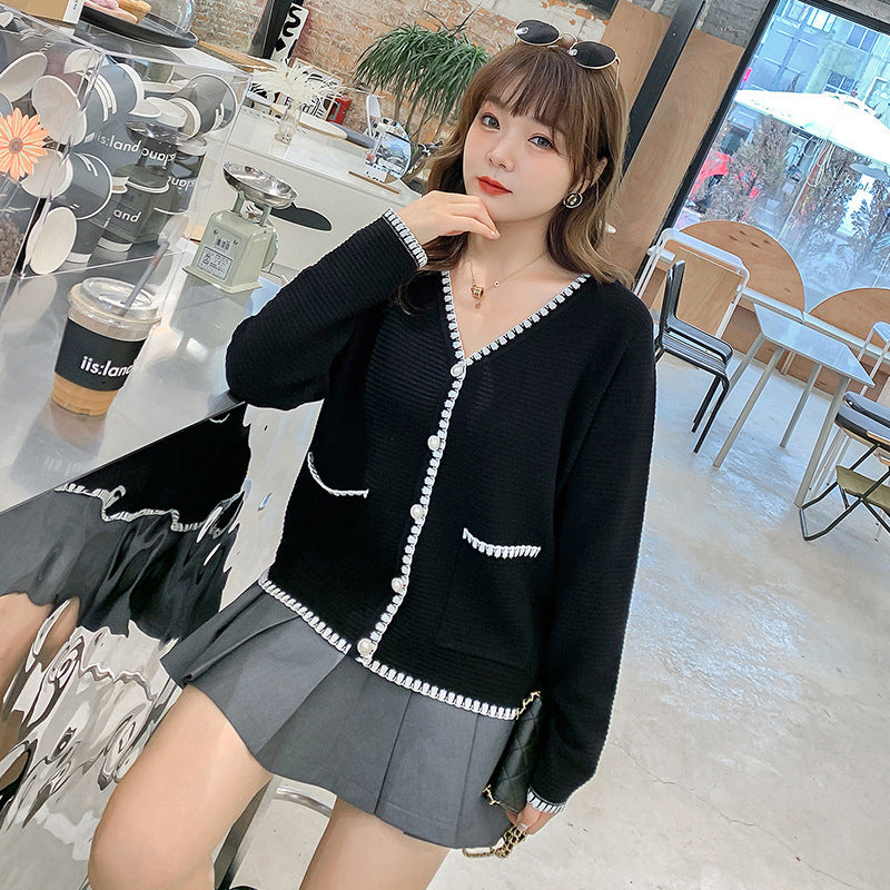 Plus Size Women's Knitted Cardigan - Retro Style Top