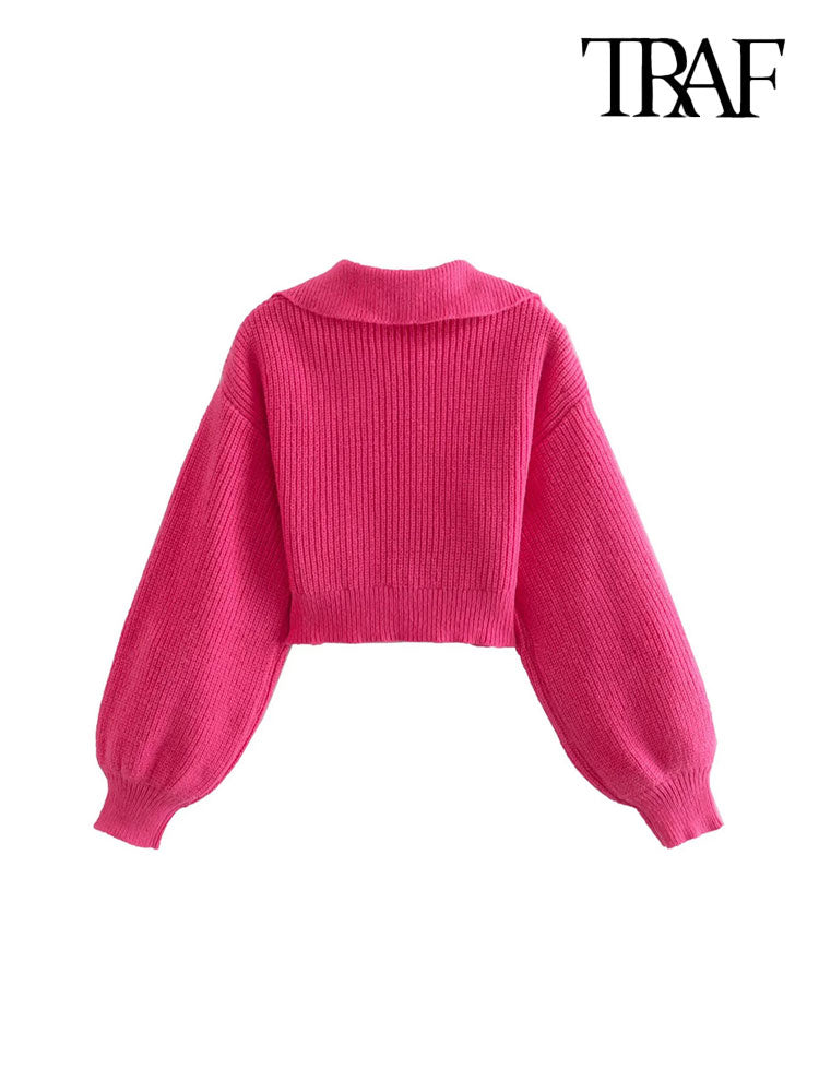 Retro Short Knitted Sweater for Women
