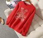 Embroidered Bear Space Cotton Sweater for Women