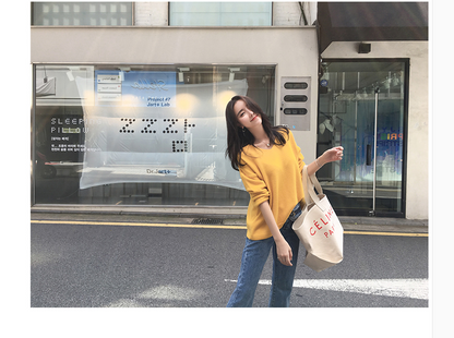 V-Neck Knit Sweater for Women