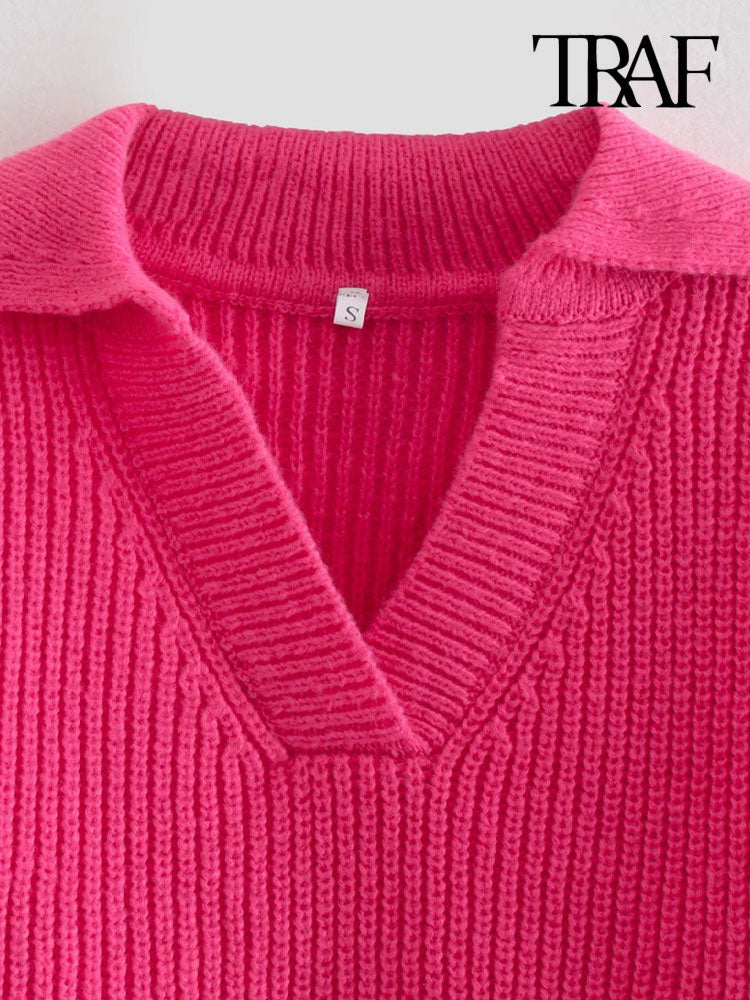 Retro Short Knitted Sweater for Women
