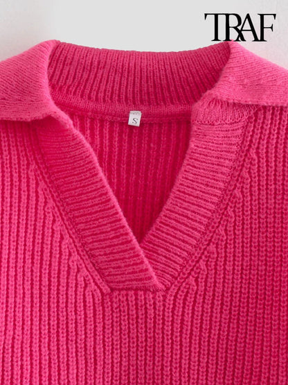 Retro Short Knitted Sweater for Women