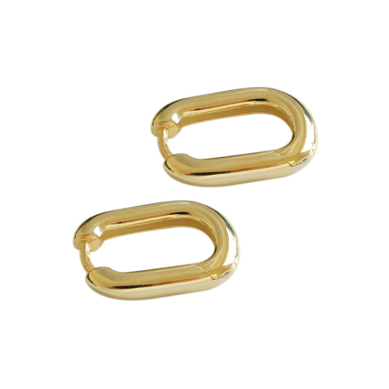 S925 Silver Vintage Geometric Oval Earrings