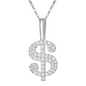 S925 Silver Moissanite Dollar Sign Pendant Necklace