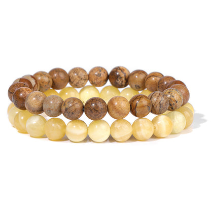 Men's Retro 8mm Natural Stone Bead Bracelet